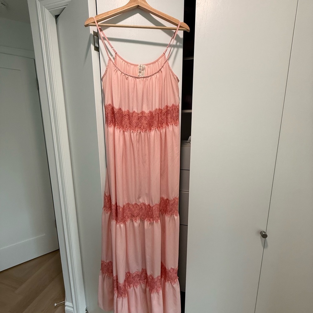 Pink Maxi Dress with lace detail